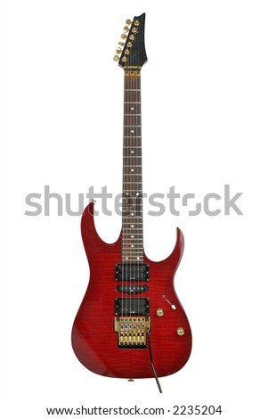 Ibanez electric guitar, logo removed, separated/isolated on white background.