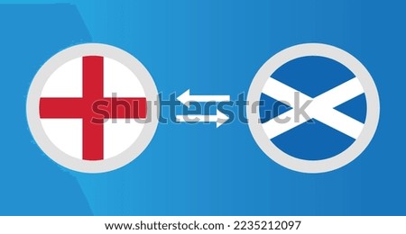round icons with England and Scotland flag exchange rate concept graphic element Illustration template design
