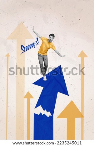 Creative photo 3d collage artwork poster picture of young man have business finance economy problem isolated on painting background