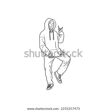 Sketch Good boy with metal hand isolated on white background vector modern illustrations