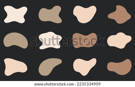 Irregular Random Minimal Blob Form. Free Form Abstract Silhouette Set on Black Background. Asymmetric Blotch, Stain, Spot, Splodge Collection. Isolated Vector Illustration.  Royalty-Free Stock Photo #2235334909
