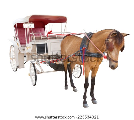 horse fairy tale carriage cabin isolated white background use for transport decoration object Royalty-Free Stock Photo #223534021