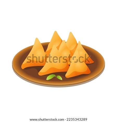 Indian cuisine dishes, Asian food, samosa Royalty-Free Stock Photo #2235343289