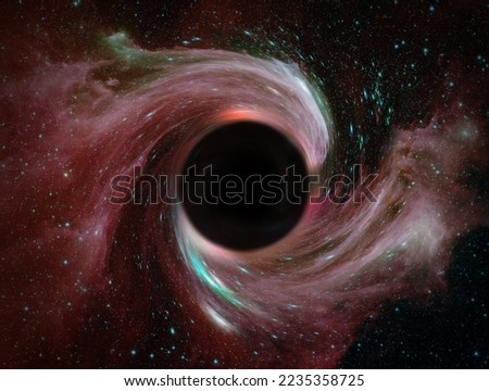 Black hole in deep space, cosmic landscape. Elements of this image furnished by NASA. Royalty-Free Stock Photo #2235358725
