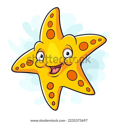 Illustration of Cartoon funny sea star isolated on white background