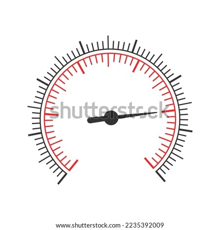 Measuring scale with two round charts and arrow. Template of pressure meter, manometer, speedometer, barometer, compass tool interface template isolated on white background. Vector illustration