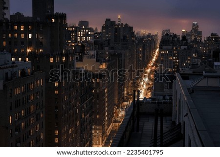 Nightfall over New York City's West End Avenue Royalty-Free Stock Photo #2235401795