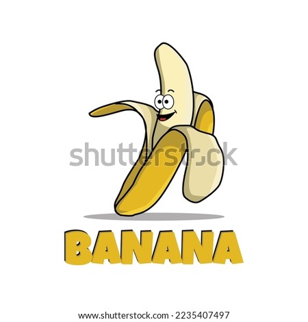 Cute banana cartoon character with text banana
