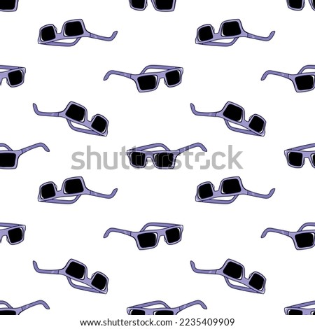 Seamless pattern with purple sunglasses doodle vector