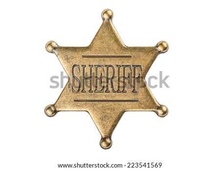 Vintage sheriff star badge isolated on white background Royalty-Free Stock Photo #223541569