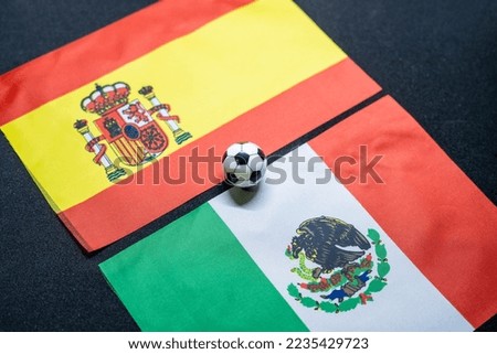 Spain vs Mexico, Football match with national flags