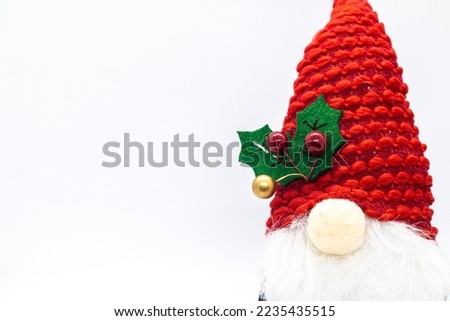 Zoom in on gnome with white background.