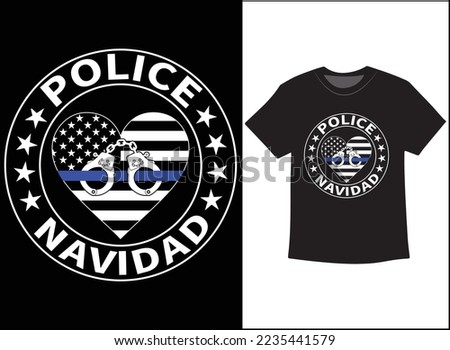 Police Navidad T-Shirt Vector Design, Ugly Christmas Sweater, hoodie Design. Back the blue.
