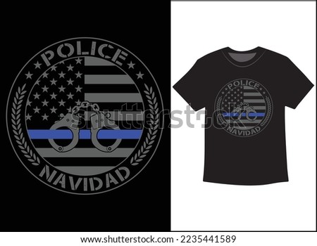 Police Navidad T-Shirt Vector Design, Ugly Christmas Sweater, hoodie Design. Back the blue.