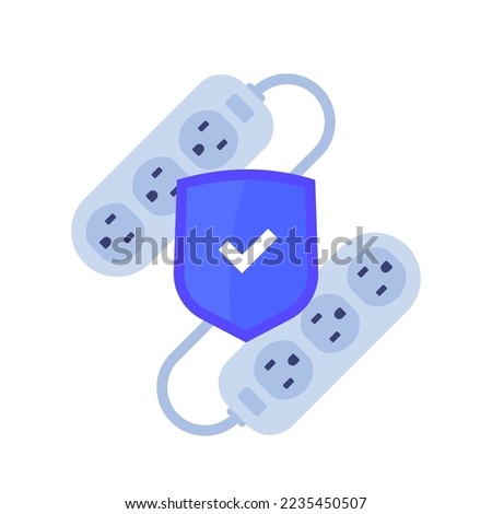surge protectors, power strip icon with a shield Royalty-Free Stock Photo #2235450507
