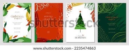 Christmas abstract templates. Universal Winter Holiday cards, decorative ornate frame with copy space, bird and greetings.