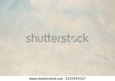 retro sky pattern on old paper texture. raster halftone vintage clouds. Royalty-Free Stock Photo #2235492527
