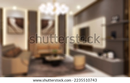 Defocused and Blur Photo of Radiant and Posh Living Room Interior Design Royalty-Free Stock Photo #2235510743