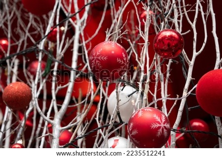 Christmas Ornaments, Gift Box and Christmas Decorations Background Photo, Bagdat Street Kadikoy, Istanbul Turkey