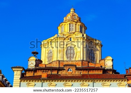 Royal Church of Saint Lawrence in Turin . Real Chiesa di San Lorenzo .  Baroque style church in Turin Royalty-Free Stock Photo #2235517257