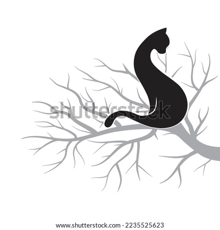 cat sitting on tree branch 
