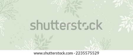 Pastel green background with leafy branches. Design for beauty, cosmetic, skin care, wedding, floristry. Royalty-Free Stock Photo #2235575529