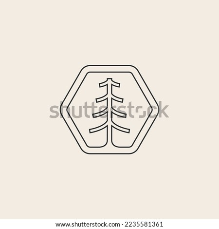 pine and line art logo vector symbol illustration design