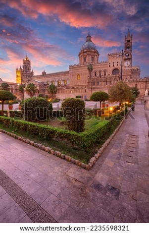 Palermo Cathedral, Sicily, Italy. Cityscape image of famous Palermo Cathedral in Palermo, Italy at beautiful sunset. Royalty-Free Stock Photo #2235598321