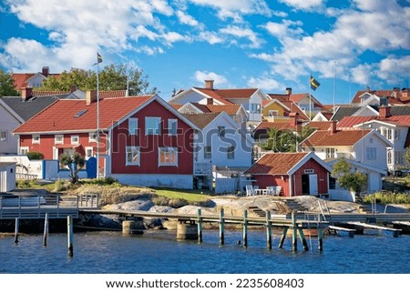 Tangen on Styrso island in Gothenburg archipelago waterfront view,  Goteborg Municipality, Vastra Gotaland County, Sweden Royalty-Free Stock Photo #2235608403