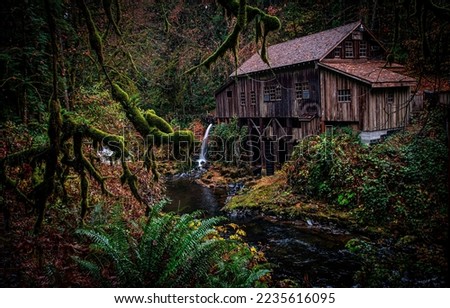 An old hut in the autumn forest. Forest hut in autumn season. Autumn forest ht. Deep forest hut in autumn