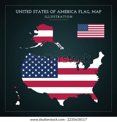 United States of America Flag, Map Vector Illustration
