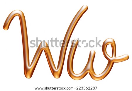 3d golden letter W isolated white background 