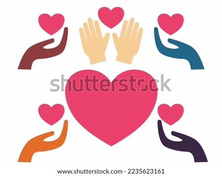 Charity. People of various ethnic groups donating and sharing. Charity organisation. Vector.