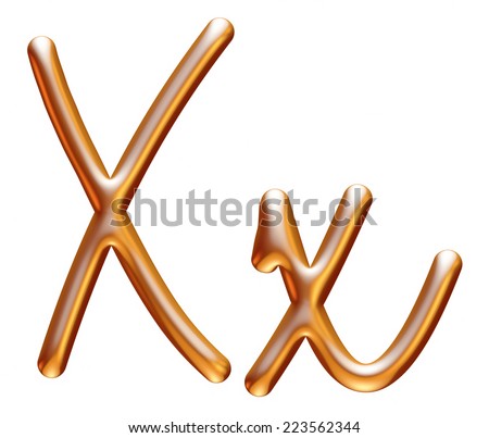 3d golden letter X isolated white background 