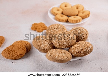 cookies in different shapes on a light background. blur background