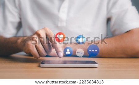 Social media and digital online concept, man using smart phone. The concept of living on vacation and playing social media. Social Distancing.