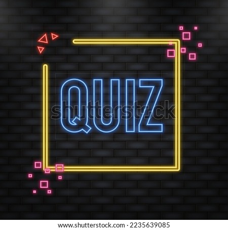 Megaphone with Quiz poster in flat style. Vector illustration