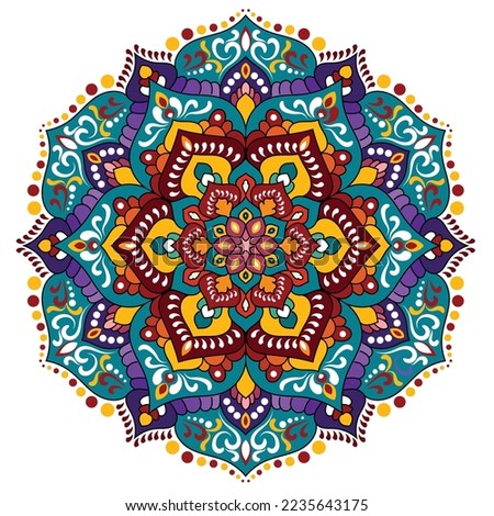 Vector colorful floral modern mandala and flower background.