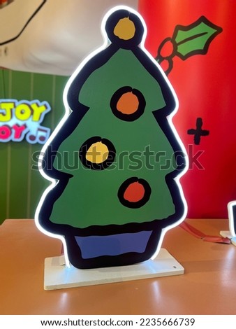 Christmas tree drawing with painting color. Christmas tree art-board design.Christmas tree cartoon illustration.