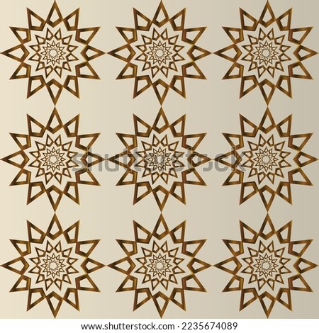 Seamless abstract festive golden background pattern. Luxurious golden geometric seamless pattern with multi-faceted three-dimensional stars