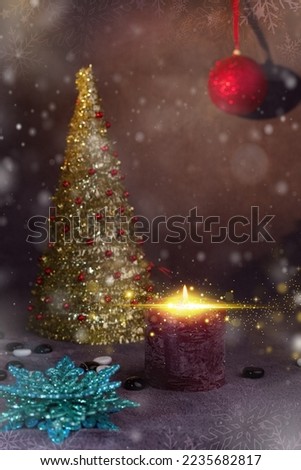 new year 2023 holiday toys christmas tree decorative candle shine creative photo cozy background
