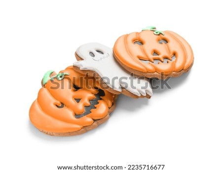 Halloween cookies on white background