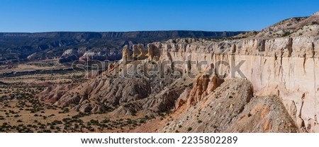 Panorama of colorful rock formations and cliffs in Ghost Ranch, Abiquiu, new Mexico Royalty-Free Stock Photo #2235802289