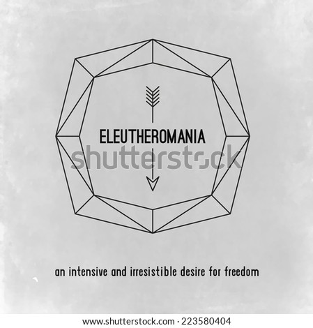 Hipster design element and quoter freedom on the gray background