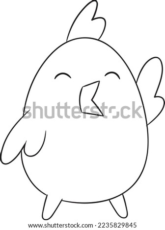 Cute Chick Vector Line Art 