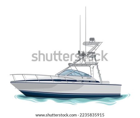 fishing boat seen from the side vector illustration on white background