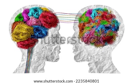 Psycho Therapy or psychotherapy and therapeutic counseling Concept as a neurology or psychology symbol for dual personality and mental disorder as bipolar with tangled and untangled mind Royalty-Free Stock Photo #2235840801