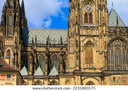 Chapel of the Gothic Catholic Cathedral of St. Vitus, Wenceslas and Vojtech in Prague Castle. Background with selective focus and copy space