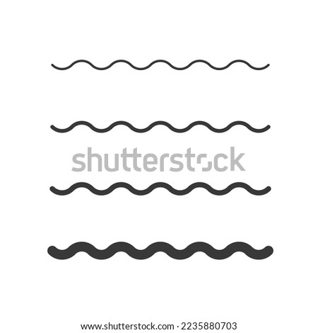 Wave zigzag line simple thin to thick element decor design vector or single ripple curve zig zag wiggly separator pictogram graphic for seal water or ocean symbol, wavy pattern clipart stroke black