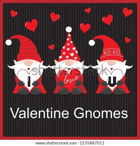 Happy valentine's day card design with cute gnomes